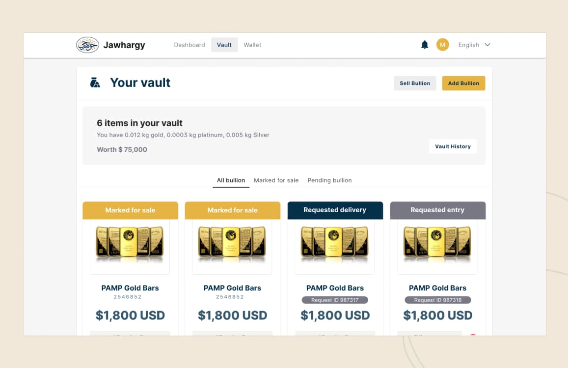 gold marketplace app key functionalities